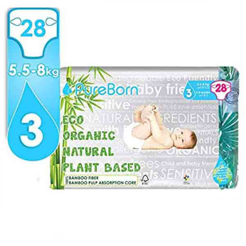 Pureborn Size  Single Diaper 5.5-8kg 28 Count